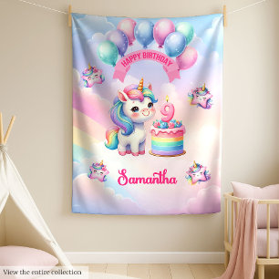 Cute Pastel Unicorn Blanket 9th Birthday Girl