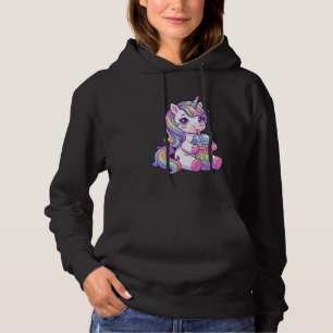 Cute Pastel Unicorn Drinking Boba Art Kawaii Pony Hoodie