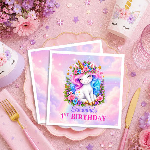 Cute Pastel Unicorn Girl Birthday Napkins Pack