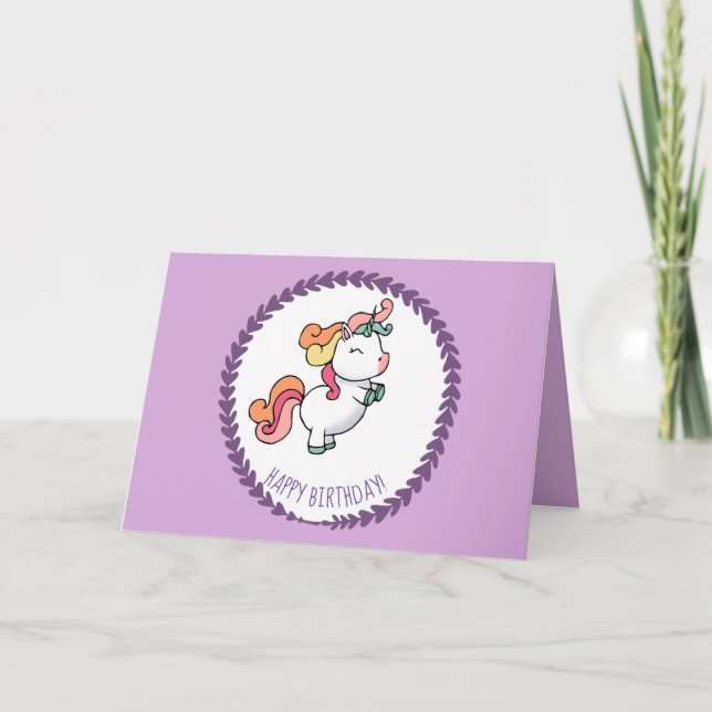 Cute pastel unicorn pattern birthday card (Front)