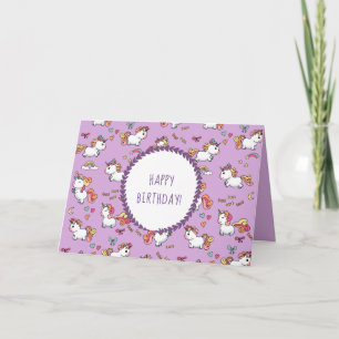 Cute pastel unicorn pattern birthday card