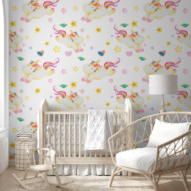 Cute Pastel Unicorn Pattern - Kids / Nursery Wallpaper (Kids)