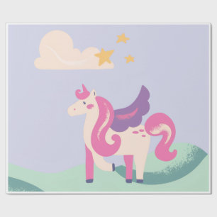 Cute Pastel Unicorn Wrapping Paper – Kids Birthday