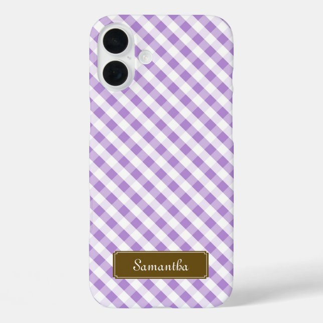 Cute Pastel Violet Gingham Pattern Case-Mate iPhone Case (Back)