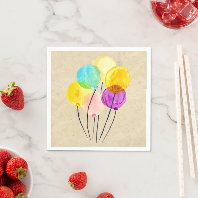 Cute pastel watercolor balloons napkin (Insitu)