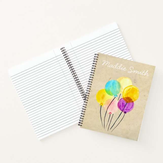 Cute pastel watercolor balloons notebook (Inside)