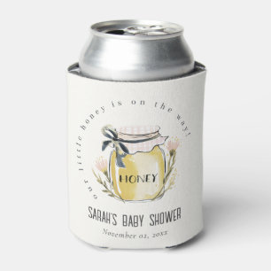 Cute Pastel Watercolor Honey Jar Baby Shower Can Cooler