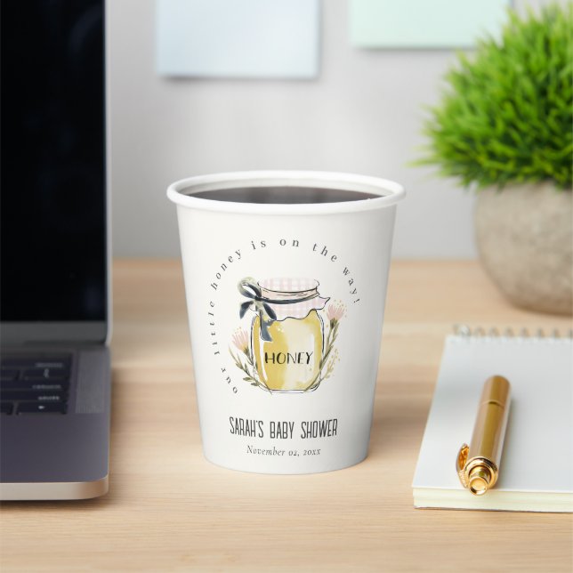 Cute Pastel Watercolor Honey Jar Baby Shower Paper Cups (Insitu)