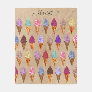 Cute Pastel Watercolor Ice Cream Baby Girl Nursery Fleece Blanket