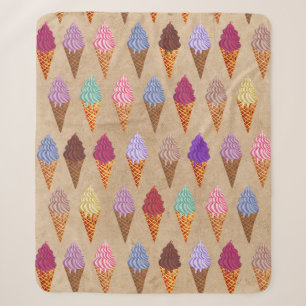 Cute Pastel Watercolor Ice Cream Baby Girl Nursery Sherpa Blanket