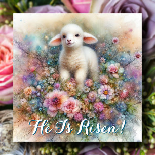 Cute Pastel Watercolor Lamb Religious Easter Holiday Card