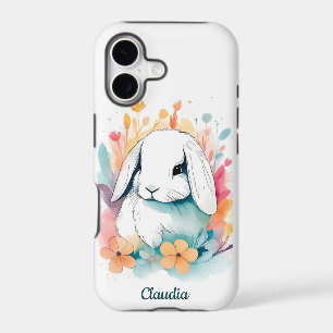 Cute Pastel Watercolor Lop Ear Bunny Rabbit