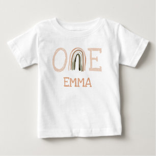 Cute Pastel Watercolor Rainbow 1st Birthday Girl Baby T-Shirt