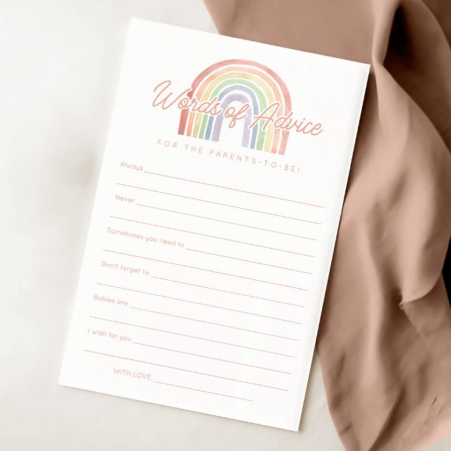 Cute Pastel Watercolor Rainbow Baby Advice Card (Creator Uploaded)