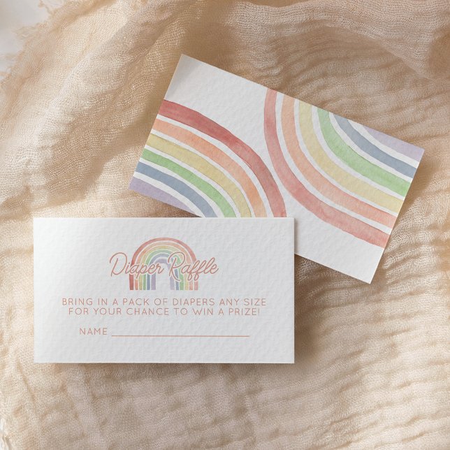 Cute Pastel Watercolor Rainbow Baby Diaper Raffle Enclosure Card (Creator Uploaded)