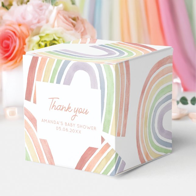 Cute Pastel Watercolor Rainbow Baby Shower Favour Box (Creator Uploaded)