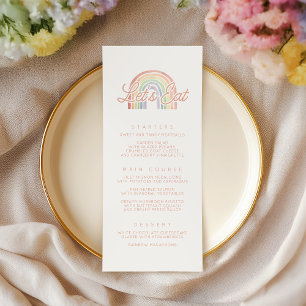 Cute Pastel Watercolor Rainbow Baby Shower Menu