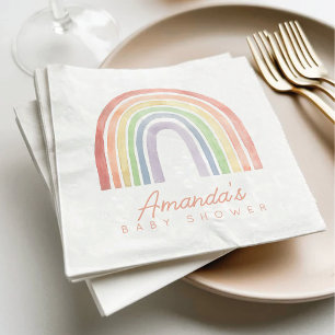 Cute Pastel Watercolor Rainbow Baby Shower Napkin