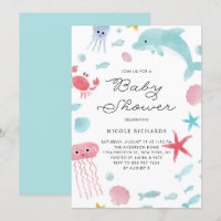 Cute Pastel Watercolor Under the Sea Baby Shower