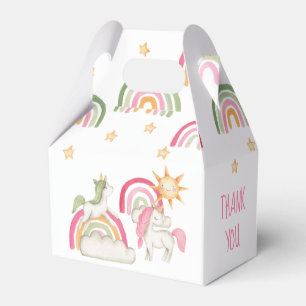 Cute Pastel Watercolor Unicorns and Boho Rainbows Favour Box