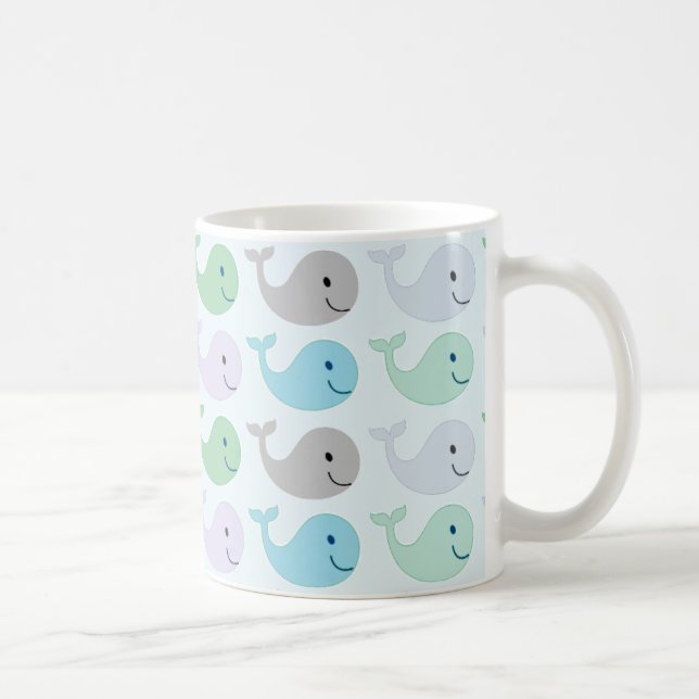 Cute Pastel Whales Pattern Coffee Mug (Right)