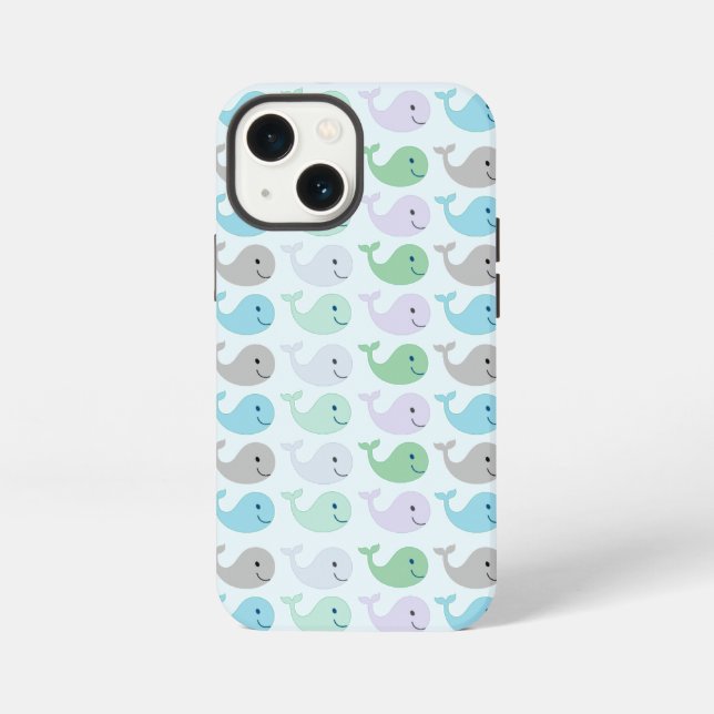 Cute Pastel Whales Pattern iPhone Case (Back)