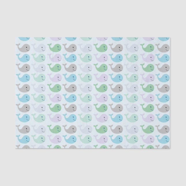 Cute Pastel Whales Pattern Tissue Paper (Front)