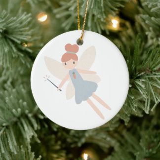 Cute Pastel Whimsical Harvest Fairy Ceramic Ornament