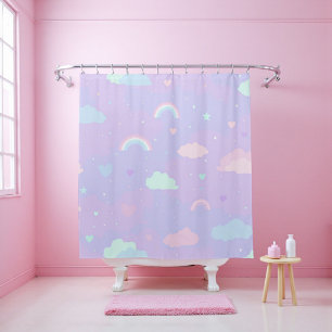 Cute Pastel Whimsical Pattern Fun Girly Cloud  Shower Curtain