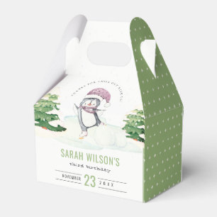 Cute Pastel Winter Penguin Kids Any Age Birthday  Favour Box