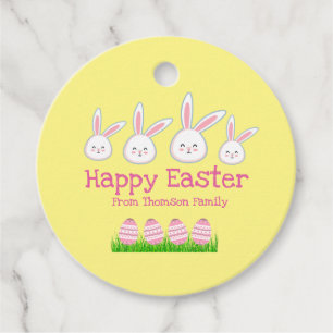 Cute Pastel Yellow Bunny Easter Egg Favour Tags
