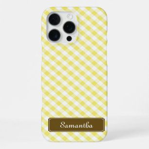 Cute Pastel Yellow Gingham Pattern iPhone 16 Pro Max Case