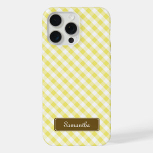 Cute Pastel Yellow Gingham Pattern iPhone 15 Pro Max Case