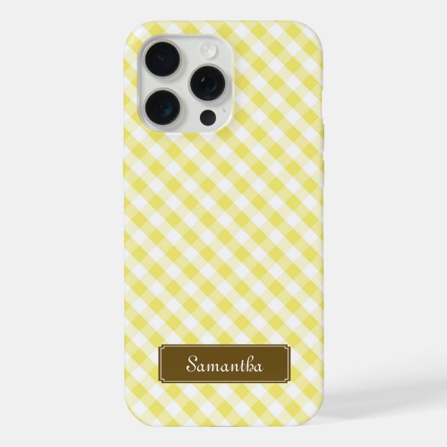 Cute Pastel Yellow Gingham Pattern iPhone Case (Back)