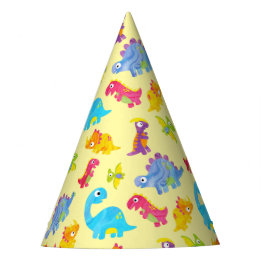 Cute Pastel Yellow Unisex Baby Dinosaur Birthday Party Hat