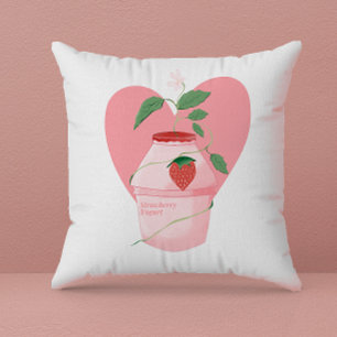 Cute Pastel Yogurt Bottle Illustration Cushion