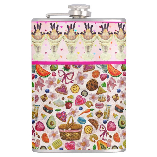 Cute Pastry Confections Sweets Hip Flask (Front)