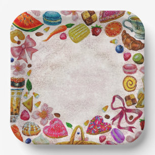 Cute Pastry Confections Sweets Paper Plate