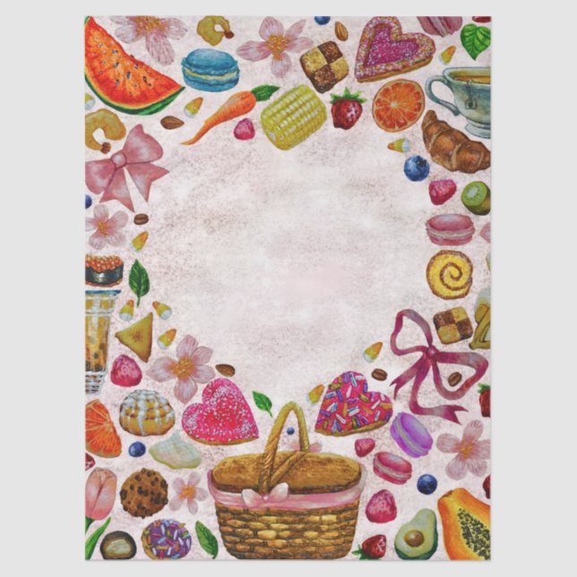 Cute Pastry Confections Sweets Tissue Paper (Front)