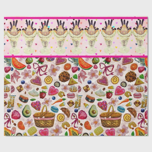Cute Pastry Confections Sweets Wrapping Paper (Flat)