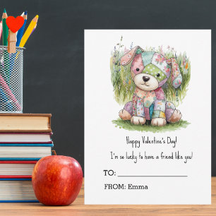 Cute Patch Dog Doll, Kids School, Valentine's Day Holiday Card
