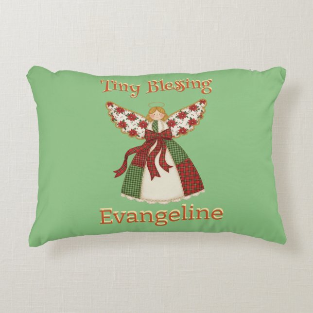 Cute Patchwork Angel – Personalised Baby Decorative Cushion (Front)