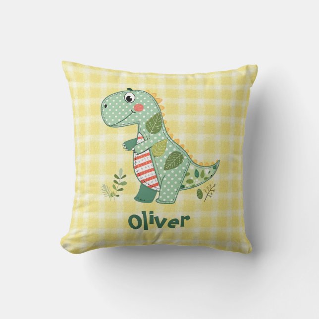 Cute Patchwork Baby Dinosaur Cushion (Front)