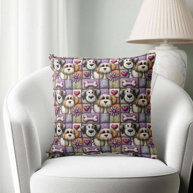 Cute Patchwork Dog Pattern Cushion (Creator Uploaded)