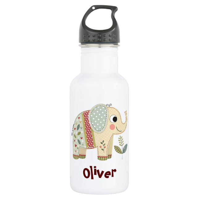 Cute Patchwork Elephant 532 Ml Water Bottle (Front)