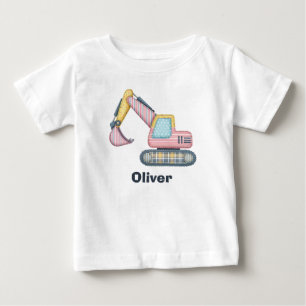 Cute Patchwork Excavator Baby T-Shirt