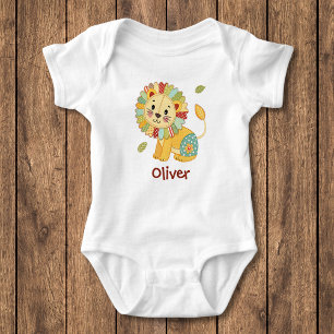 Cute Patchwork Lion Baby Bodysuit