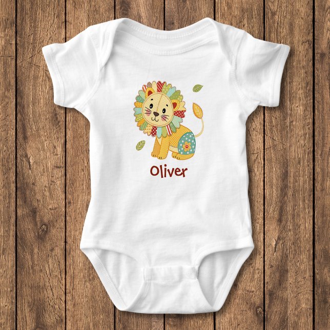 Cute Patchwork Lion Baby Bodysuit (Creator Uploaded)