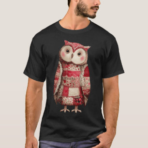 Cute Patchwork Owl Quilting Lover Valentine T-Shirt