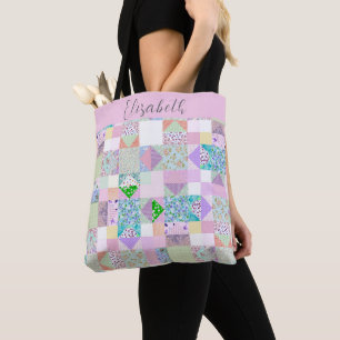 Cute Patchwork Quilting Themed Colourful Custom Tote Bag